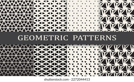 Set of geometric seamless patterns. Abstract geometric graphic design simple pattern. Seamless geometric halftone pattern.