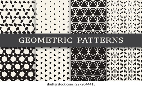 Set of geometric seamless patterns. Abstract geometric graphic design simple pattern. Seamless geometric halftone pattern.
