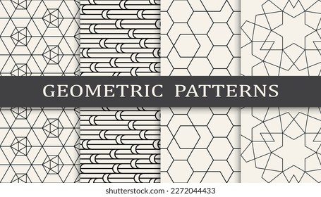 Set of geometric seamless patterns. Abstract geometric graphic design simple pattern. Seamless geometric lines pattern.