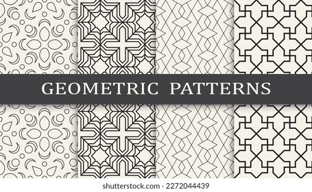 Set of geometric seamless patterns. Abstract geometric graphic design simple pattern. Seamless geometric lines pattern.