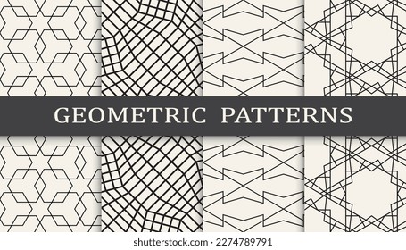 Set of geometric seamless patterns. Abstract geometric graphic design simple pattern. Seamless geometric lines pattern.