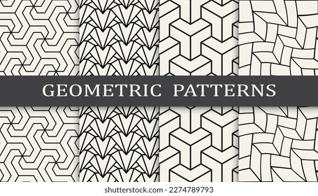 Set of geometric seamless patterns. Abstract geometric graphic design simple pattern. Seamless geometric lines pattern.