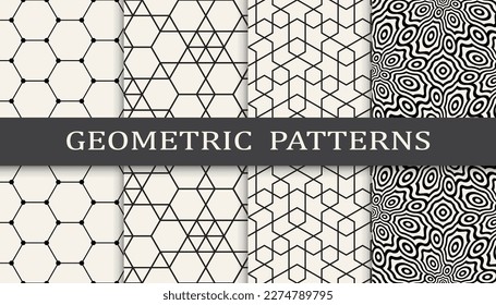 Set of geometric seamless patterns. Abstract geometric graphic design simple pattern. Seamless geometric lines pattern.