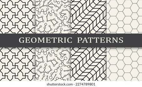 Set of geometric seamless patterns. Abstract geometric graphic design simple pattern. Seamless geometric lines pattern.