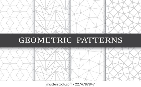 Set of geometric seamless patterns. Abstract geometric graphic design print pattern. Seamless geometric gray lines pattern.