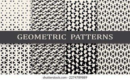 Set of geometric seamless patterns. Abstract geometric graphic design simple pattern. Seamless geometric halftone pattern.