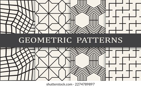 Set of geometric seamless patterns. Abstract geometric graphic design simple pattern. Seamless geometric lines pattern.