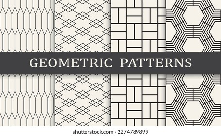 Set of geometric seamless patterns. Abstract geometric graphic design simple pattern. Seamless geometric lines pattern.