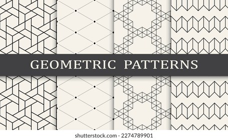 Conjunto de patrones geométricos sin soldadura. Resumen de diseño gráfico geométrico simple patrón. Patrón de líneas geométricas sin foco.