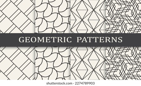 Set of geometric seamless patterns. Abstract geometric graphic design simple pattern. Seamless geometric lines pattern.