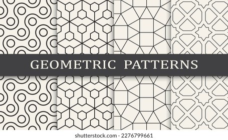 Set of geometric seamless patterns. Abstract geometric graphic design simple pattern. Seamless geometric lines pattern.