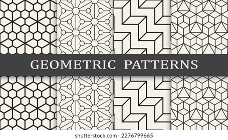 Set of geometric seamless patterns. Abstract geometric graphic design simple pattern. Seamless geometric lines pattern.