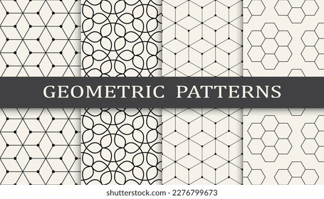 Set of geometric seamless patterns. Abstract geometric graphic design simple pattern. Seamless geometric lines pattern.