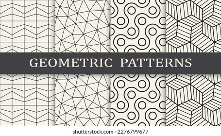 Set of geometric seamless patterns. Abstract geometric graphic design simple pattern. Seamless geometric lines pattern.