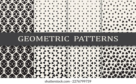 Set of geometric seamless patterns. Abstract geometric graphic design simple pattern. Seamless geometric halftone pattern.