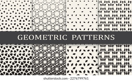 Set of geometric seamless patterns. Abstract geometric graphic design simple pattern. Seamless geometric halftone pattern.