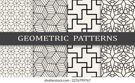 Set of geometric seamless patterns. Abstract geometric graphic design simple pattern. Seamless geometric lines pattern.