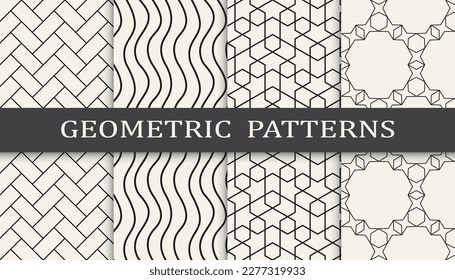 Set of geometric seamless patterns. Abstract geometric graphic design simple pattern. Seamless geometric lines pattern.