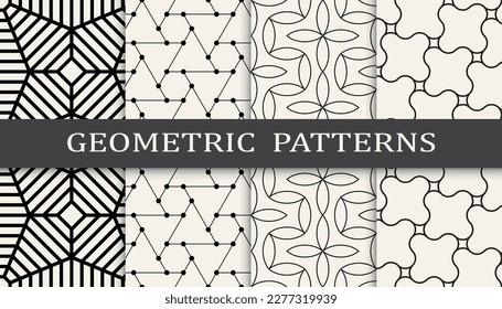 Set of geometric seamless patterns. Abstract geometric graphic design simple pattern. Seamless geometric lines pattern.
