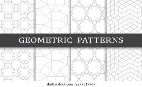 Set of geometric seamless patterns. Abstract geometric graphic design print pattern. Seamless geometric gray lines pattern.