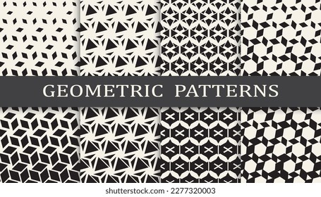 Conjunto de patrones geométricos sin soldadura. Resumen de diseño gráfico geométrico simple patrón. Patrón de medio tono geométrico sin foco.