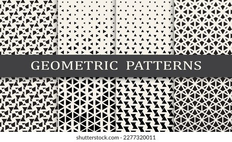 Set of geometric seamless patterns. Abstract geometric graphic design simple pattern. Seamless geometric halftone pattern.