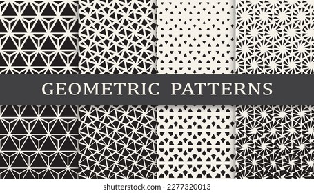 Set of geometric seamless patterns. Abstract geometric graphic design simple pattern. Seamless geometric halftone pattern.
