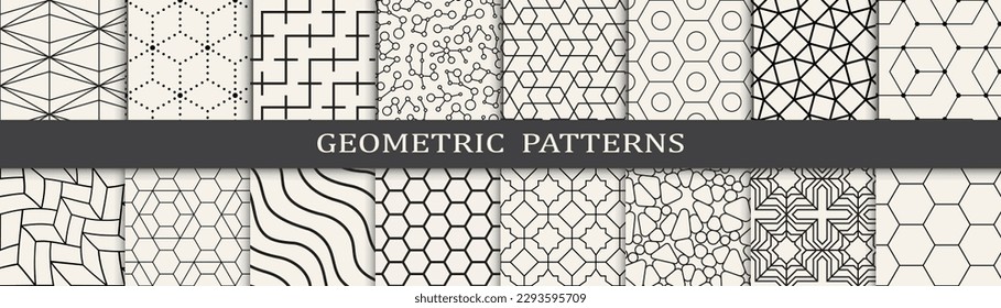Set of geometric seamless patterns. Abstract geometric graphic design simple patterns. Seamless geometric lines pattern.