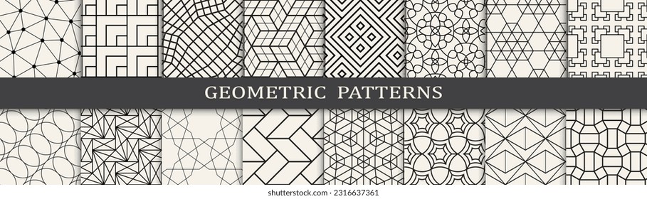 Set of geometric seamless patterns. Abstract geometric graphic design simple pattern. Seamless geometric lines pattern.