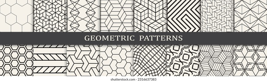 Set of geometric seamless patterns. Abstract geometric graphic design simple pattern. Seamless geometric lines pattern.