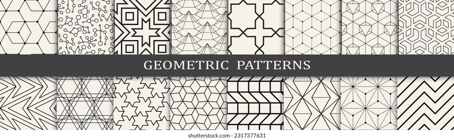 Set of geometric seamless patterns. Abstract geometric graphic design simple pattern. Seamless geometric lines pattern.