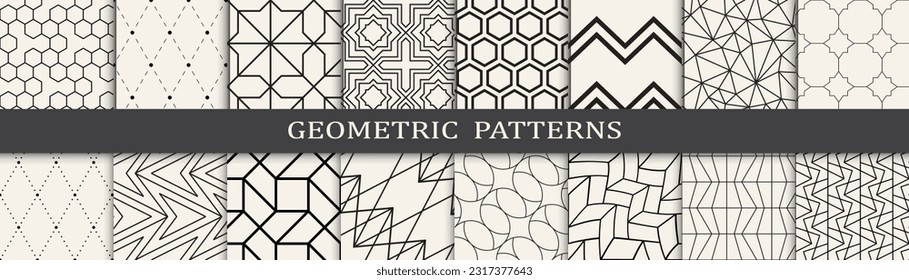 Set of geometric seamless patterns. Abstract geometric graphic design simple pattern. Seamless geometric lines pattern.