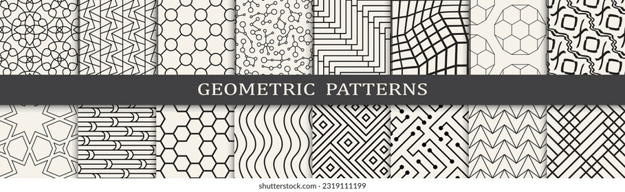 Set of geometric seamless patterns. Abstract geometric graphic design simple pattern. Seamless geometric lines pattern.