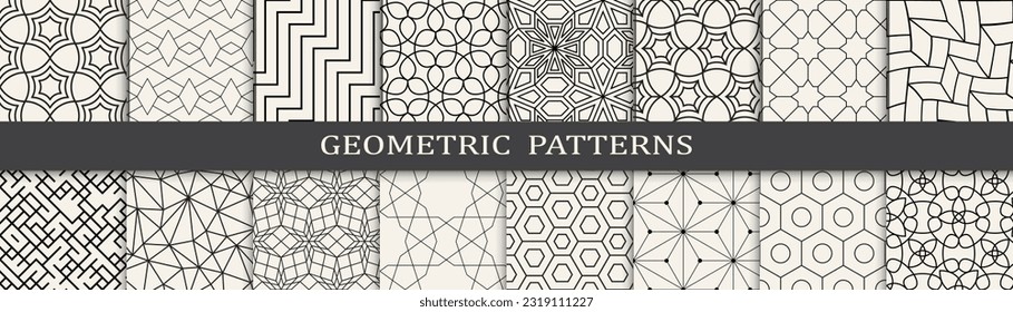 Set of geometric seamless patterns. Abstract geometric graphic design simple pattern. Seamless geometric lines pattern.