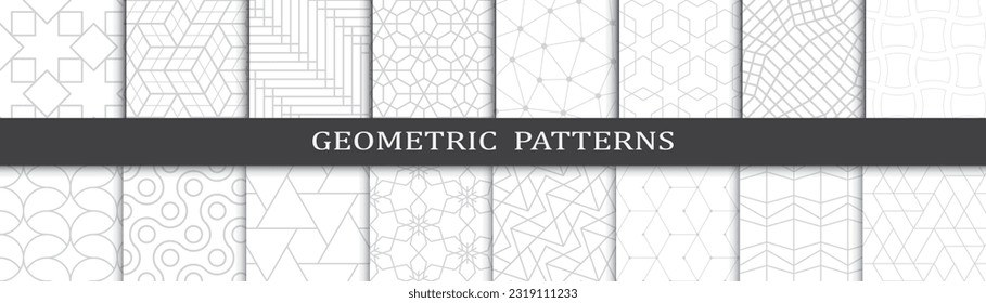 Set of geometric seamless patterns. Abstract geometric graphic design print pattern. Seamless geometric gray lines pattern.
