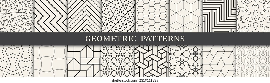 Set of geometric seamless patterns. Abstract geometric graphic design simple pattern. Seamless geometric lines pattern.