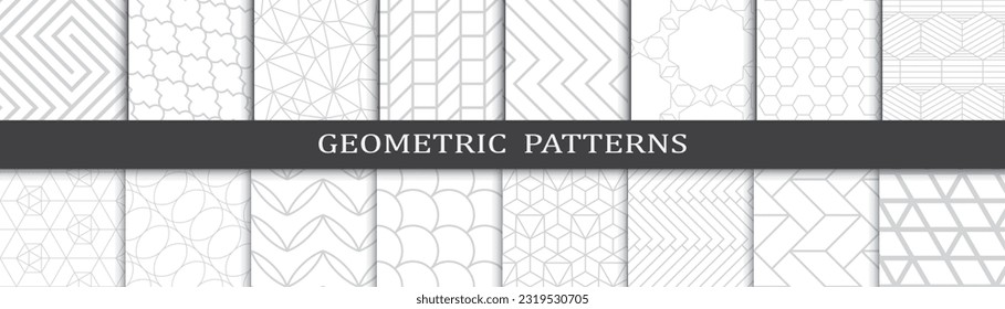 Set of geometric seamless patterns. Abstract geometric graphic design print pattern. Seamless geometric gray lines pattern.