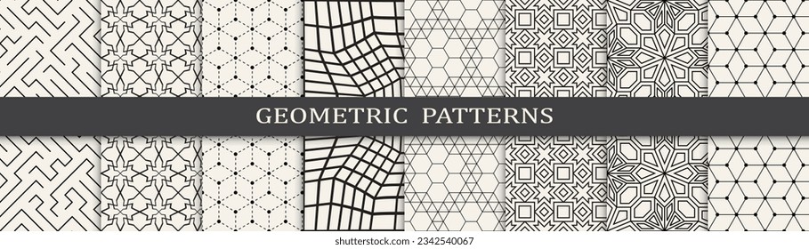 Set of geometric seamless patterns. Abstract geometric graphic design simple pattern. Seamless geometric lines pattern.