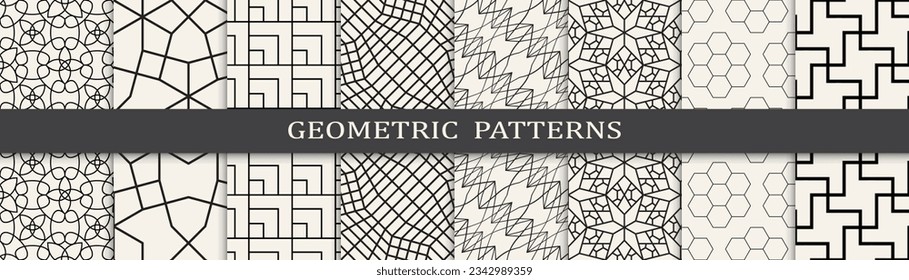 Set of geometric seamless patterns. Abstract geometric graphic design simple pattern. Seamless geometric lines pattern.