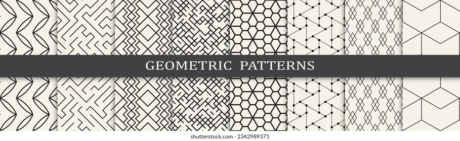 Set of geometric seamless patterns. Abstract geometric graphic design simple pattern. Seamless geometric lines pattern.