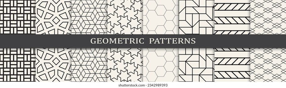 Set of geometric seamless patterns. Abstract geometric graphic design simple pattern. Seamless geometric lines pattern.
