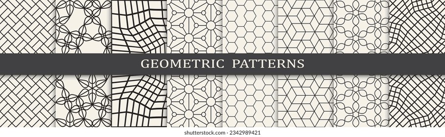 Set of geometric seamless patterns. Abstract geometric graphic design simple pattern. Seamless geometric lines pattern.