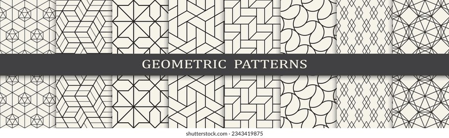 Set of geometric seamless patterns. Abstract geometric graphic design simple pattern. Seamless geometric lines pattern.