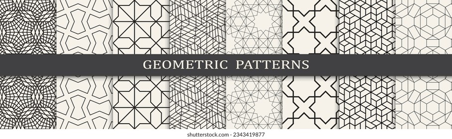 Set of geometric seamless patterns. Abstract geometric graphic design simple pattern. Seamless geometric lines pattern.