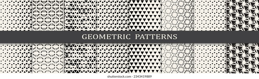 Set of geometric seamless patterns. Abstract geometric graphic design simple pattern. Seamless geometric halftone pattern.