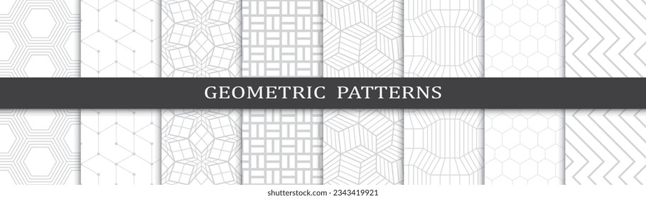 Set of geometric seamless patterns. Abstract geometric graphic design print pattern. Seamless geometric gray lines pattern.