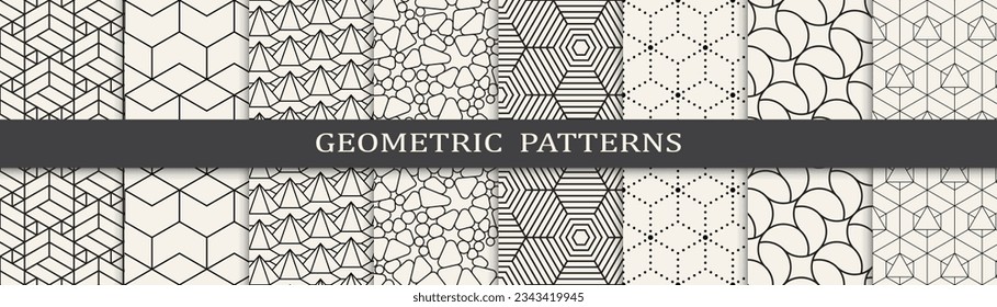 Set of geometric seamless patterns. Abstract geometric graphic design simple pattern. Seamless geometric lines pattern.