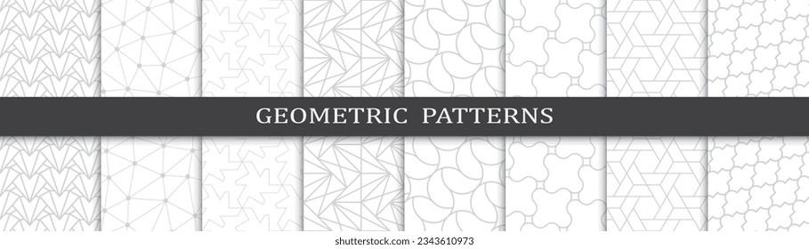 Set of geometric seamless patterns. Abstract geometric graphic design print pattern. Seamless geometric gray lines pattern.