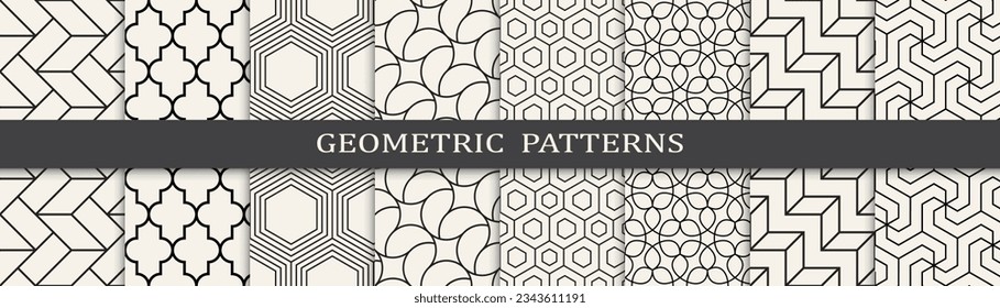 Set of geometric seamless patterns. Abstract geometric graphic design simple pattern. Seamless geometric lines pattern.