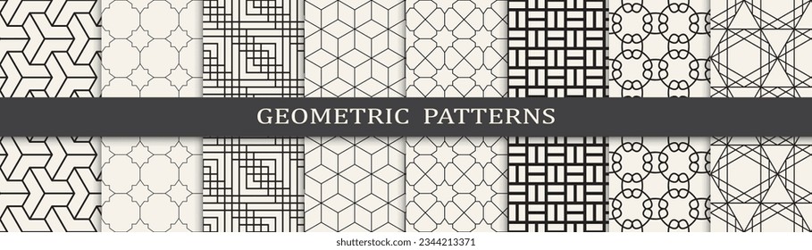 Set of geometric seamless patterns. Abstract geometric graphic design simple pattern. Seamless geometric lines pattern.